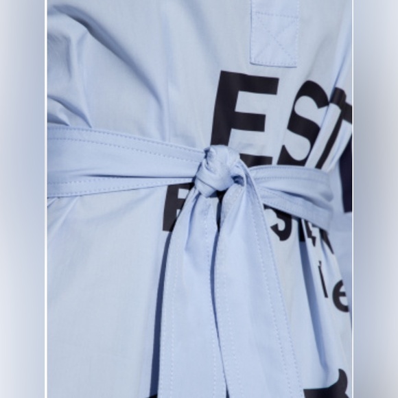 BURBERRY
'kari' Horseferry Print Shirt Mini Dress In Light Blue size 10 - Picture 4 of 11